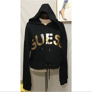 Guess Deya Logo Cropped Hoodie
